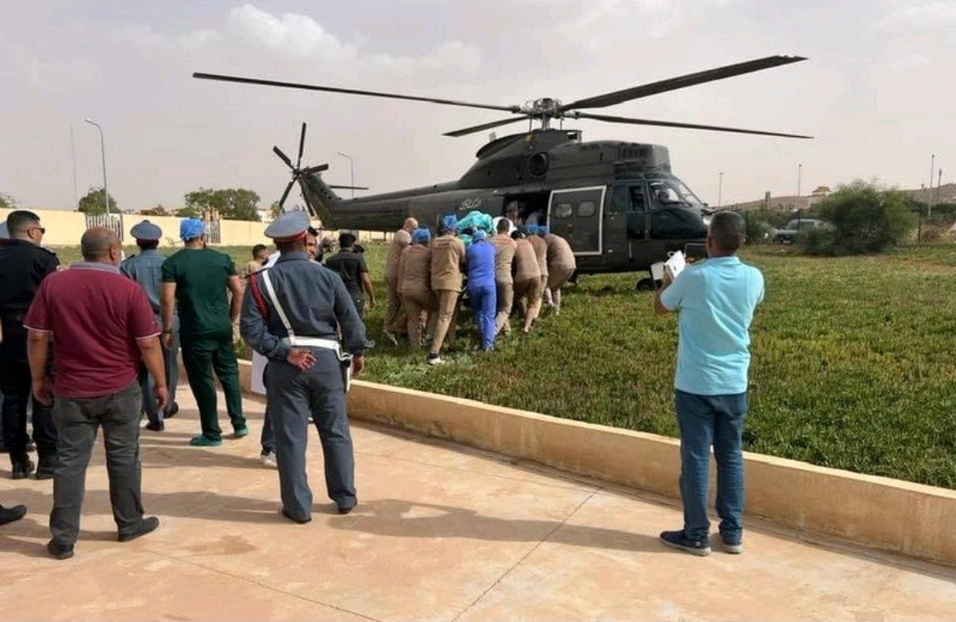 مروحية الدرك الملكي تنقل مصابي حريق الحي الجامعي لوجدة نحو الدار البيضا